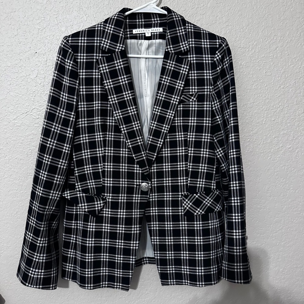 Veronica Beard Women’s Jules Dickey Blazer Size 10 Black/White